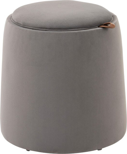 HOMCOM 2-in-1 Ottomane Sitzhocker rund mit Stauraum und abnehmbarem Deckel in Samtoptik Dunkelgrau Durchmesser: 44 cm, Höhe: 47,5 cm - Bild 1
