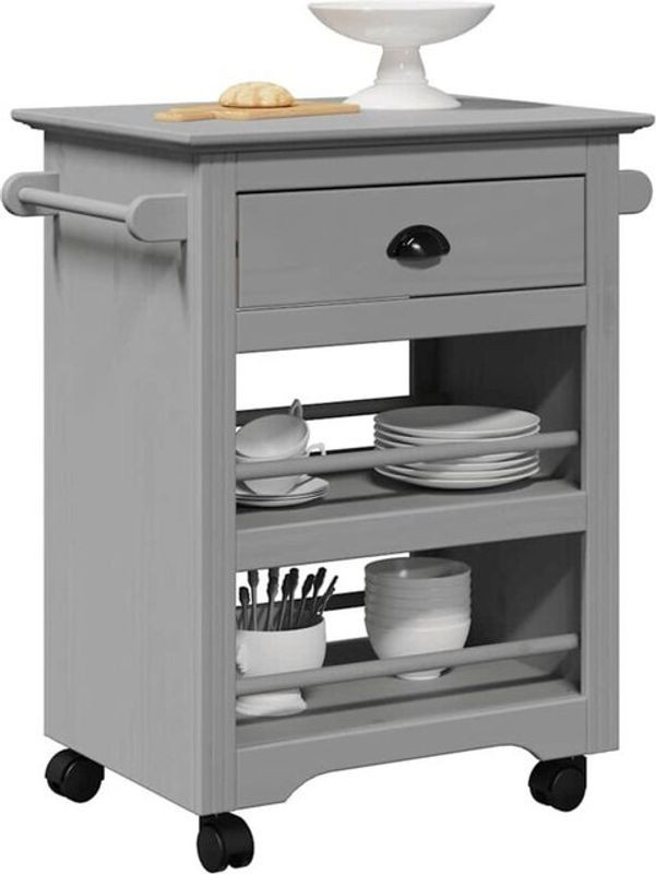 Küchenwagen Bodo in Grau im Landhausstil von Vidaxl, B/T/H: 67,5 x 45 x 80 cm - Bild 1