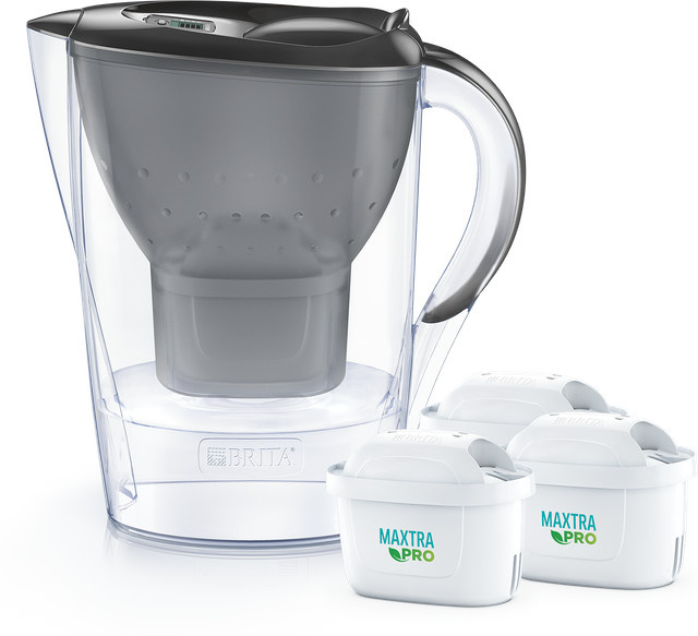 BRITA Wasserfilter-Kanne Marella in Graphit mit 2,4 l Volumen und 3 MAXTRA PRO All-in-1 Kartuschen - Bild 1
