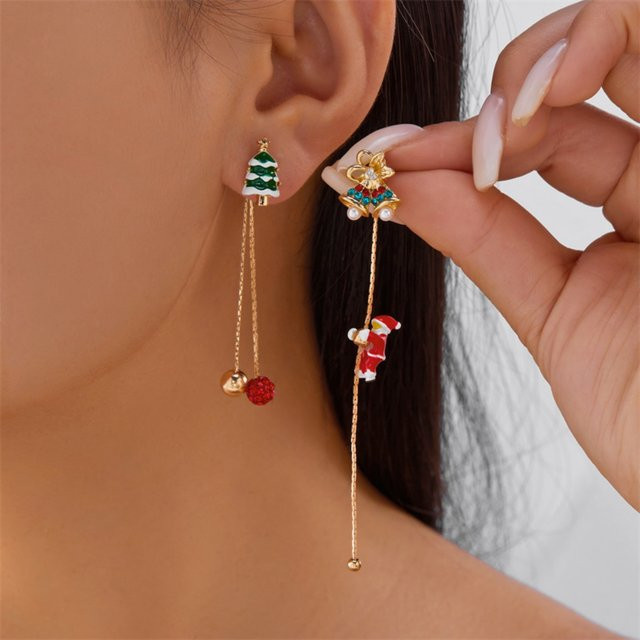 Rinhoo Ohrringe, Asymmetrische Quaste, Gold, Unisex - Bild 1