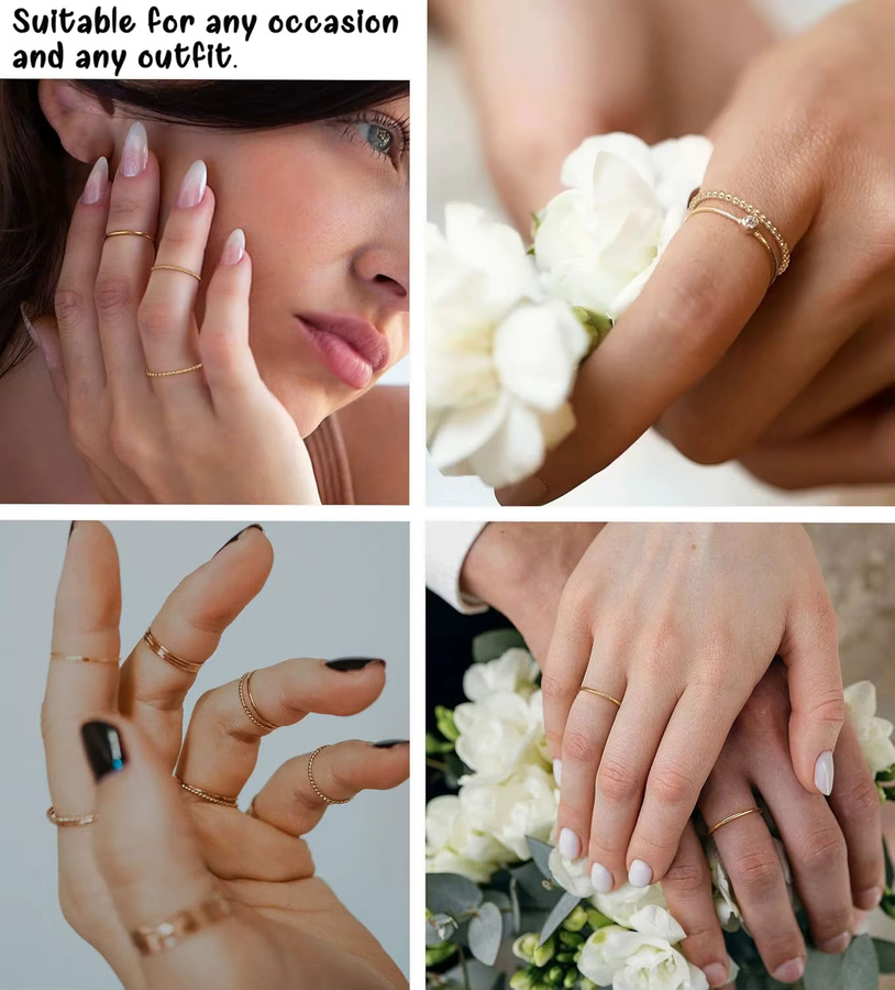 RUIYI Ring-Set, 14 Karat vergoldet, Gold, Damen - Bild 3