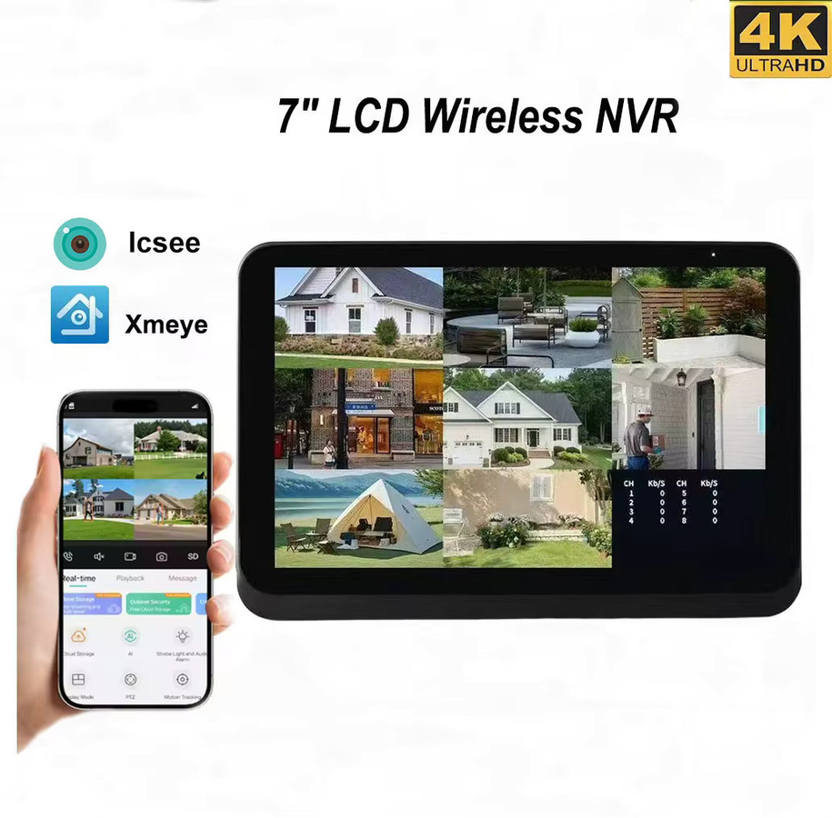 Uzoom 4K 8CH Wireless NVR Sicherheitskamerasystem mit 7-Zoll-Monitor, WIFI und Personenerkennung via iCSee - Bild 2