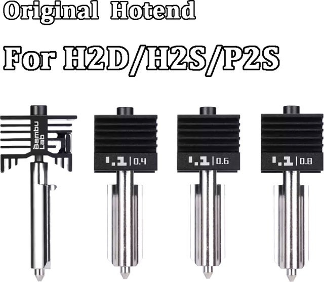 Original P2S Hotend für Bambu Lab H2S H2D Drucker, Gehärteter Stahl und Edelstahl, Farbe: Schwarz - Bild 1