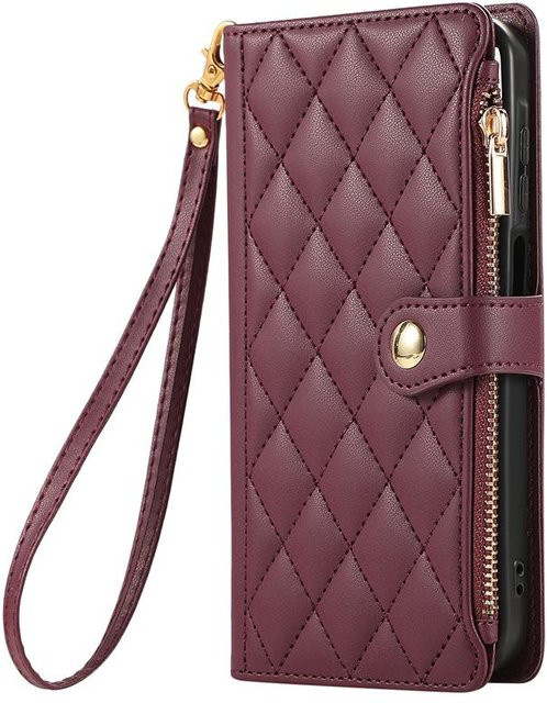 Leder Portemonnaie Hülle mit Reißverschluss für Samsung Galaxy S26 S25 S24 S23 S22 S21 Plus A15 A16 A36 A56 A35 A55 A54 A34 in Purple - Bild 1