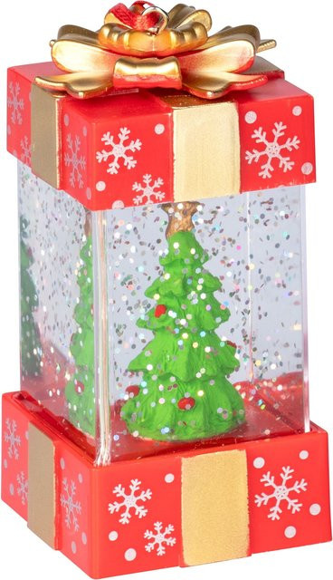 Viva Domo Dekofigur Glitter-Geschenk-Tannenbaum in Grün, Rot und Gelb - Bild 1
