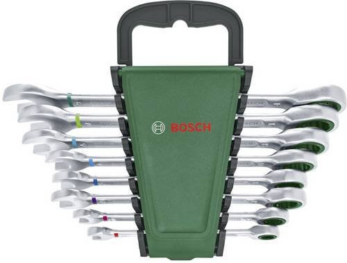 Bosch Ratschen-Maulschlüssel Set aus Chrome Vanadium, 8-teilig, Grün/Schwarz - Bild 1