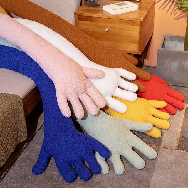 YUZHINUO Kreative Hand Form Plüsch Kissen, Bunt / Mehrfarbig, Weiß - Bild 1