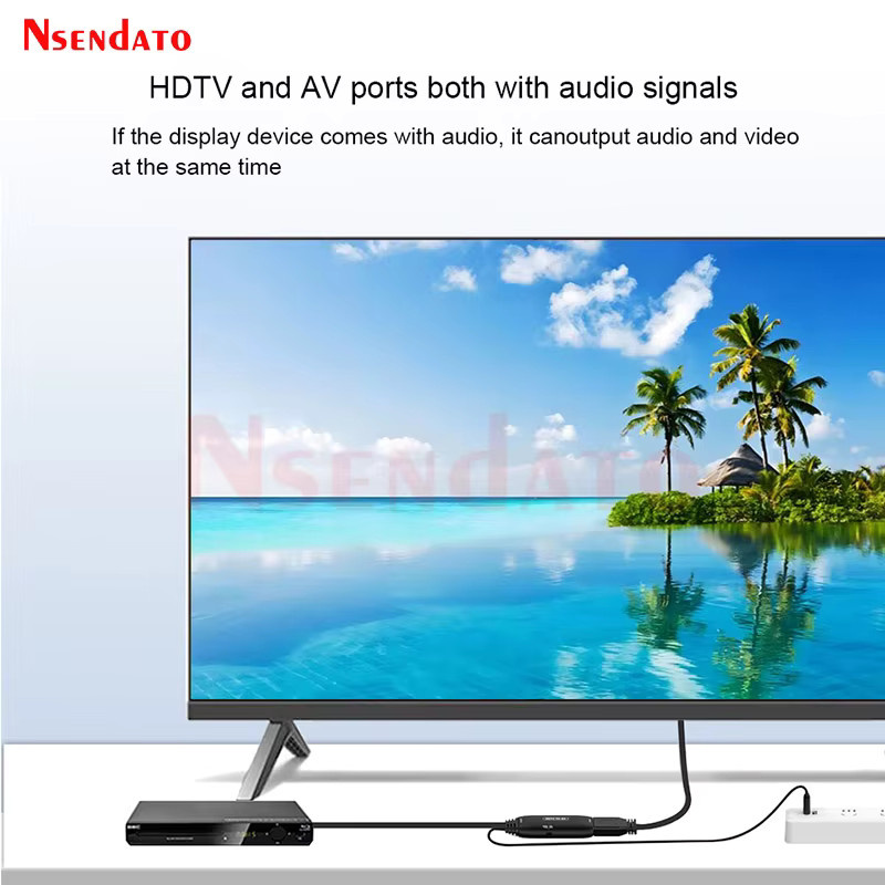 Nsendato HDMI zu AV 3RCA CVBS USB Composite Video Audio Konverter Adapter in Schwarz - Bild 3