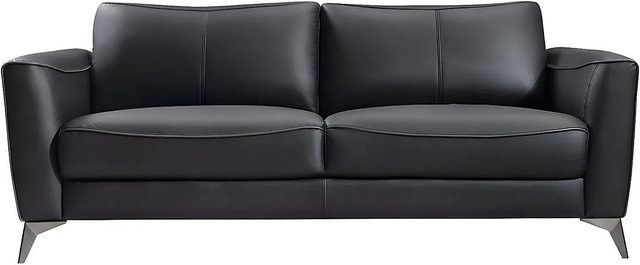 Vente-unique Sofa Batuco Schwarz Leder Breite: 200 cm - Bild 1