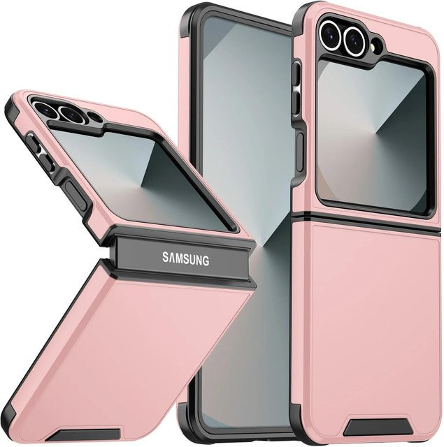 Stoßfeste matte Schutzhülle für Samsung Galaxy Z Flip 7 6 5 4 5G mit kabelloser Ladefunktion in Pink - Bild 1