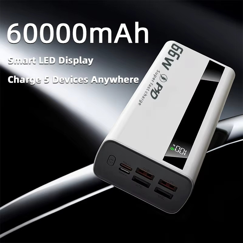 Cohana Powerbank 60000mAh mit 66W Superschnellladegerät in Schwarz, kompatibel mit Android und iOS - Bild 2