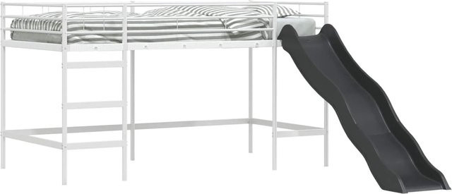 vidaXL Kinder-Loftbett mit Rutsche aus Metall in Weiß und Anthrazit, B/T/H: 90 x 200 x 165 cm (ca.) - Bild 1