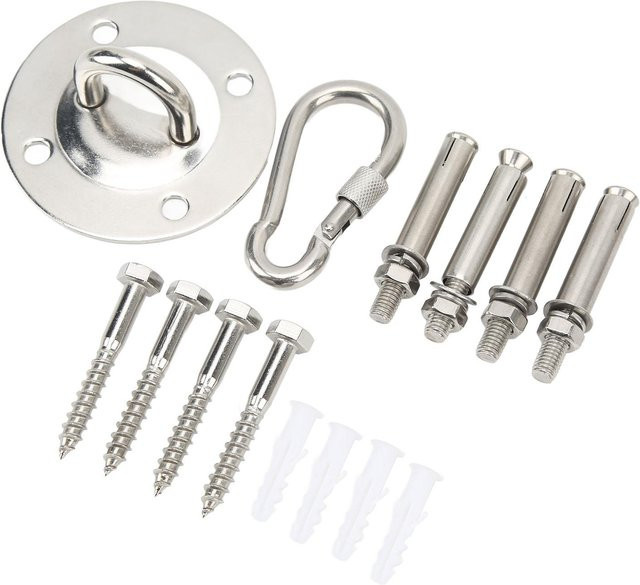 Fishine Hängemattenset aus 304 Edelstahl in Silber als stabiler Schwerlast Deckenhänger für Schaukeln und Sandsäcke - Bild 1