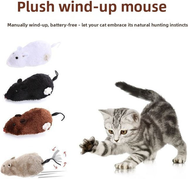 ZHUOJI Katzenspielzeug, Interaktives Plüsch-Aufziehspielzeug Maus, 1-5 Stück - Bild 1