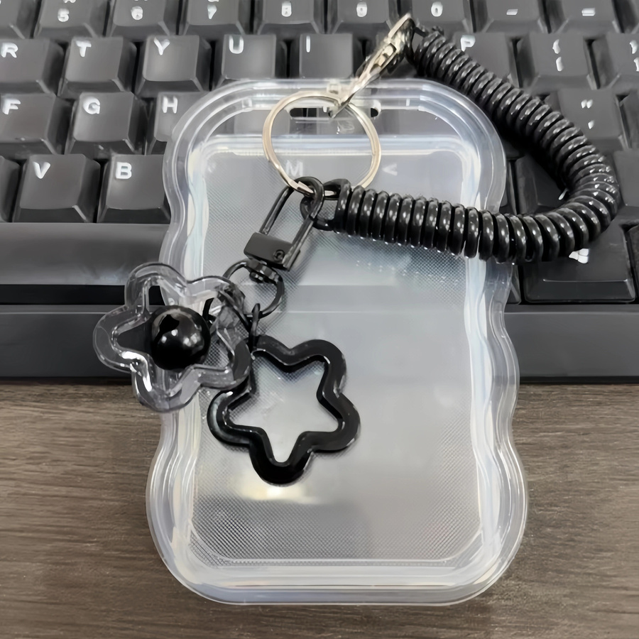 Transparenter Kpop Fotokartenhalter aus PVC mit Federschnur-Schlüsselanhänger und 3D Geprägten DIY-Aufklebern zur Dekoration von Ausweisen - Bild 2