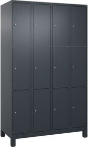 C+P Schließfachschrank Classic PLUS mit 4 Abteilen und Füßen, Anthrazitgrau, B/T/H: 120 x 50 x 195 cm - Bild 1