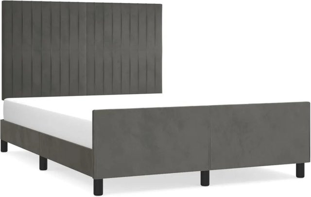 vidaXL Bettgestell aus Samt in Dunkelgrau, B/T/H: 140 x 190 x 146 cm - Bild 1