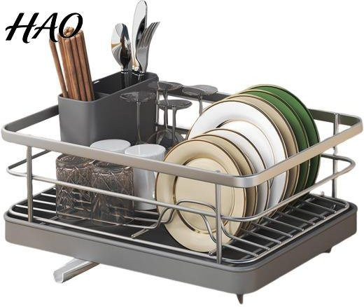Besteckhalter und Abtropfgestell von honglinli in Grau mit Besteckhalter und Abtropfschale, B/T/H: 40,5 x 30,5 x 13,0 cm - Bild 1