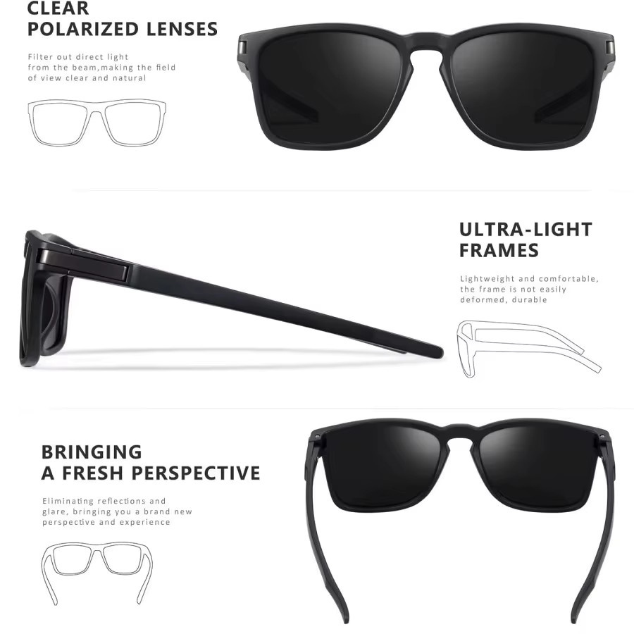 CRIXALIS Sonnenbrille Square, Vollrand, Kunststoff, Schwarz, Unisex, polarisiert - Bild 2