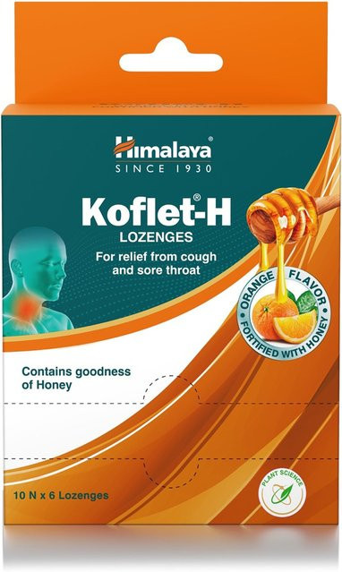 Himalaya Koflet H Kräuter-Lutschtabletten mit Orangengeschmack, 60 Stück - Bild 1