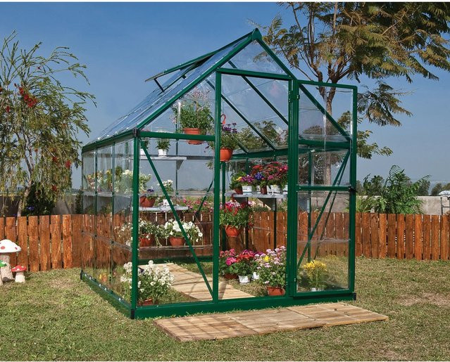 Palram - Canopia Gewächshaus Grün mit Fundamentrahmen und Satteldach aus Polycarbonat und Aluminium, 3,4 m² - Bild 1