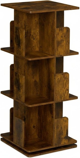 Relaxdays Drehbarer Bücherregal im Industrial-Stil aus Holzwerkstoff und Stahl, Braun, H: 95 cm, B: 39 cm, T: 39 cm - Bild 1