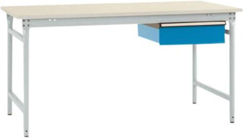Manuflex BB5241.7035 BASIS Komplett-Beistelltisch mit Melamin-Platte und Einzelschubfach, grau/mehrfarbig, B/T/H: 125,0 x 80,0 x 78,0 cm - Bild 1