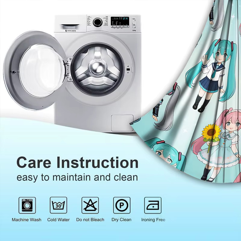 2er-Set Hatsune Miku Chibi Verdunkelungsvorhänge mit Multi-Outfit Motiv in Mehrfarbig für Kinderzimmer und Teenager - Bild 4