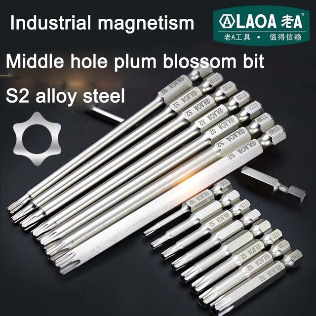 Laoa 2er-Set magnetische Pflaumenblüten-Bohrer für pneumatische und elektrische Bohrer in Silber - Bild 1