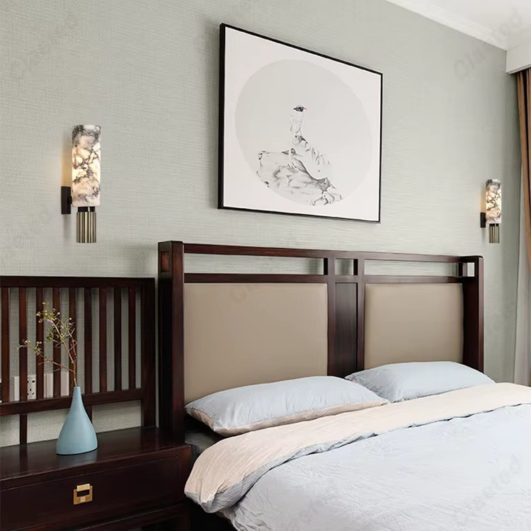 Claeted Retro LED Wandlampe aus weißem Marmor mit warmweißem Licht für Wohnzimmer, Schlafzimmer und Flur - Bild 4