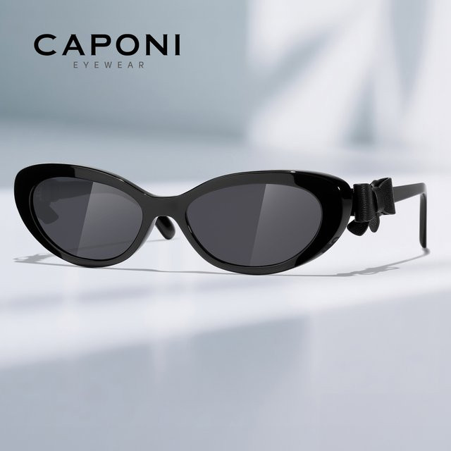 CAPONI CP36027 Sonnenbrille Cat Eye, Acetat, schwarz, polarisiert, Damen - Bild 1