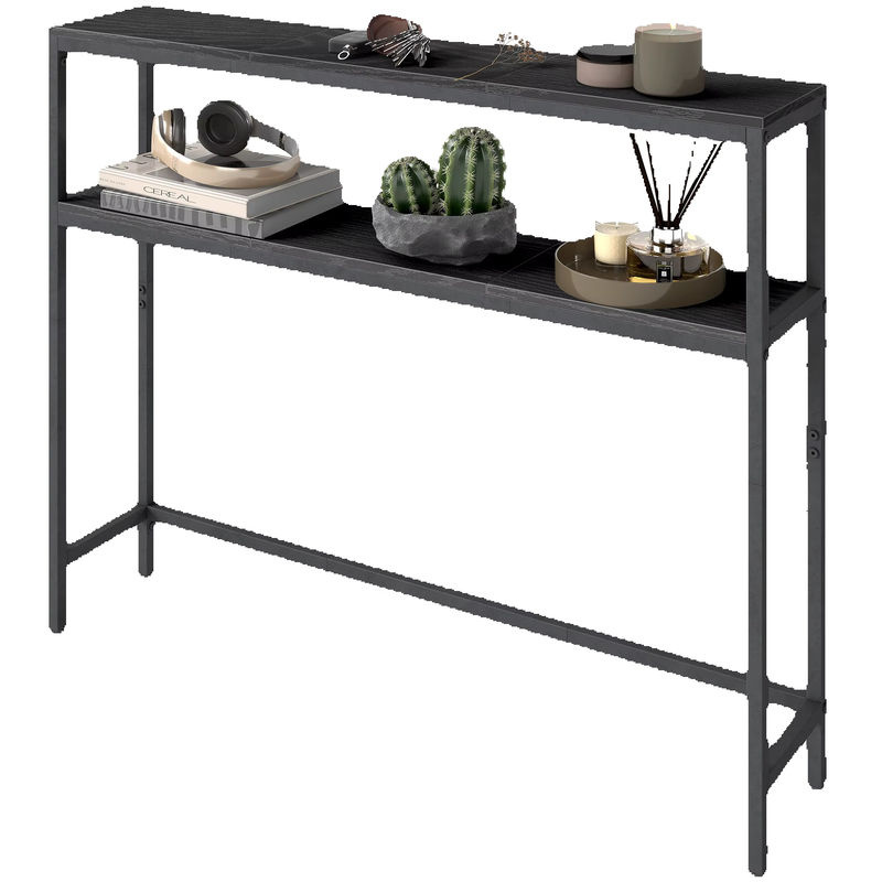 VASAGLE Konsolentisch im Industrial Design mit 2 Ablagen, Anthrazit/Schwarz, B/T/H: 100 x 20 x 80 cm - Bild 7