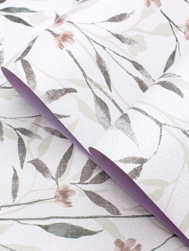 Selbstklebende Vinyl-Tapete von Wokhome mit Blumenblättern in Weiss und Multicolour, wasserfeste und abnehmbare Wandgestaltung zur Möbelrenovierung - Bild 2