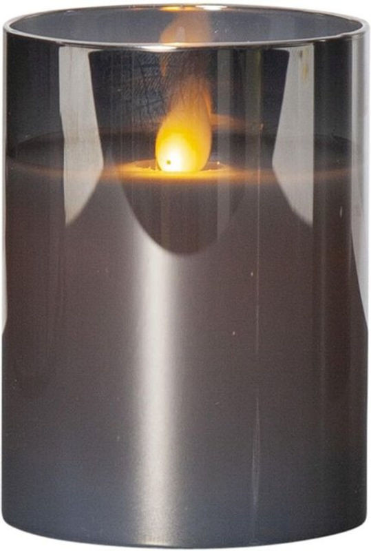 Star Trading M-twinkle Elektrische Stumpenkerze in Schwarz mit Rauchglas, LED, Timer und Flackereffekt, Höhe: 10 cm - Bild 1