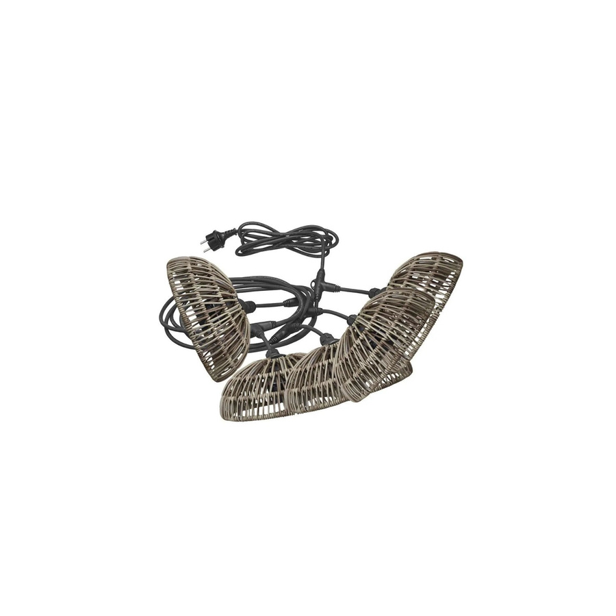 PR Home Hue Lichterkette im Boho-Stil aus Rattan in Grau und Braun mit E27 Fassung und IP44 Schutzklasse - Bild 2