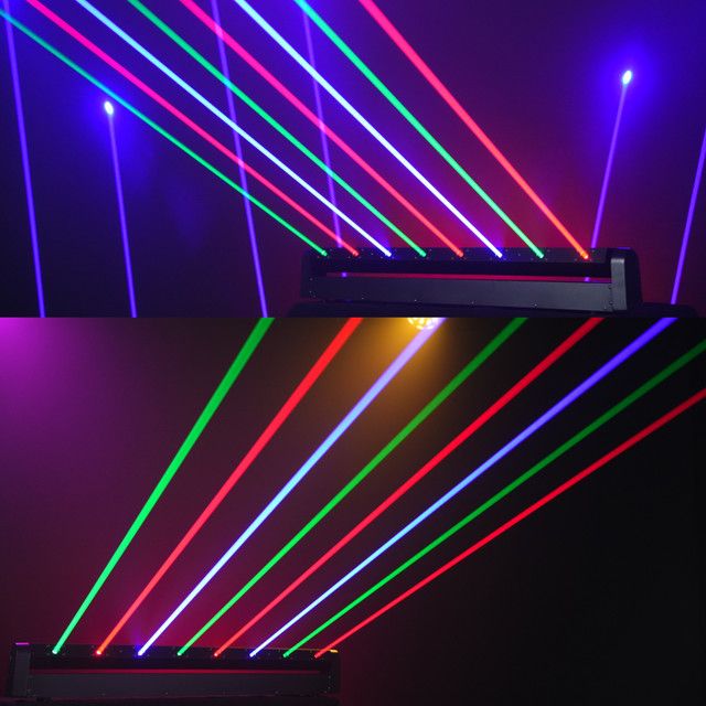 HYULIGHTS 8-Augen Laserstrahllicht Moving Head mit DMX512 RGB-Farbe in Schwarz, 120W Lasershow für DJ, Party und Nachtclub - Bild 1