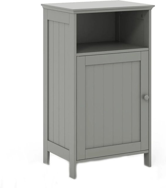 Costway Badschrank in Grau mit Tür und Regalfächern, B/T/H: 40 x 30 x 70 cm - Bild 1