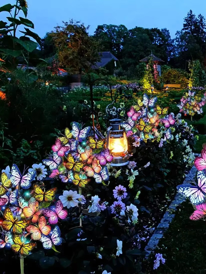 DBF Solar-Gartenleuchten in Schmetterlings-Design, wasserdichte LED-Solarleuchten in Multicolour für Garten, Hof und Wege - Bild 6
