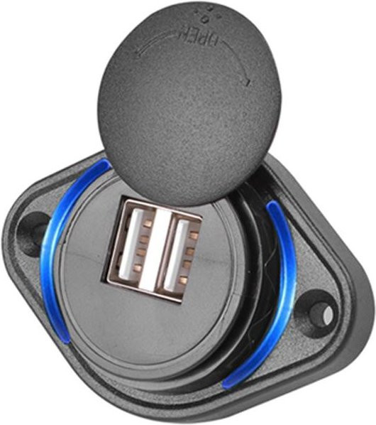 Meiteai-Car&Motor Dual-USB-Autoladegerät-Adapter in Schwarz, wasserdichte Ladebuchse für Auto, Boot, Motorrad und Wohnmobil (12-24 V, 3,1 A) - Bild 1