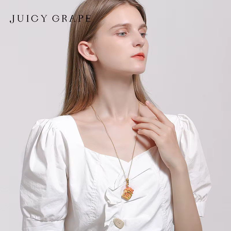 Juicy grape Anhänger Halskette, 750 Gold, Emaille, Unisex - Bild 2