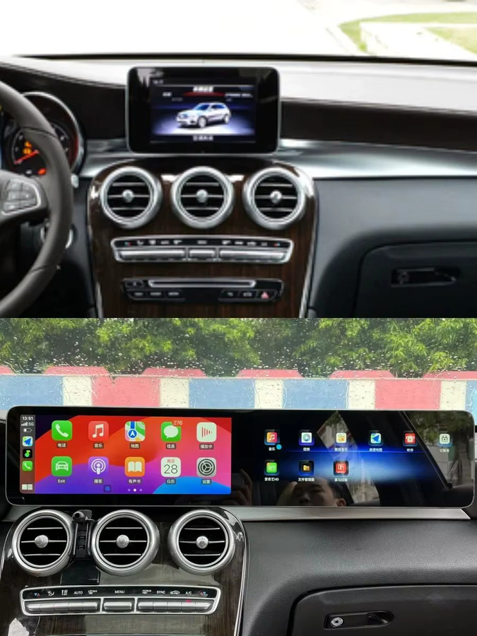 YANFU Android 14 Dual-Screen Autoradio mit 25,6 Zoll Display und GPS für Mercedes Benz C GLC W205 W253 X253 2015-2022, CarPlay, Schwarz - Bild 7