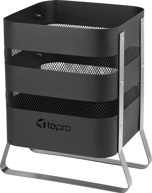 Tepro Design Feuerkorb Milburn Feuerstelle in Schwarz und Edelstahlfarben mit Ascheauffangschale und Schürhaken, Höhe: 49,5 cm - Bild 1