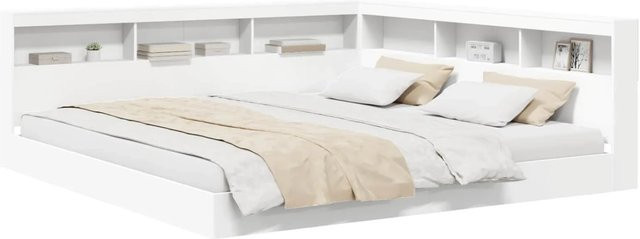 vidaXL Bettgestell mit Bücherregal-Kopfteil in Weiß, B/T/H: 180 x 200 x 197,5 cm - Bild 1