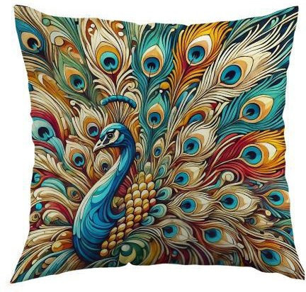 VIKAMA Bohemian Pfau Kissenbezug mit Reißverschluss, Mehrfarbig, B/B: 45 x 45 cm - Bild 1