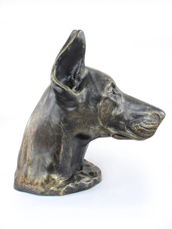 Art-Dog Dobermann Hundebüste aus Kunstharz in Braun und Bronze zur Dekoration für Garten und Wohnzimmer - Bild 5