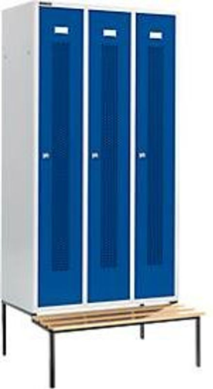 Schäfer Shop Select Kleiderspind mit Sitzbank, 3 Abteile, Zylinderschloss, Farbe: Enzianblau - Bild 2