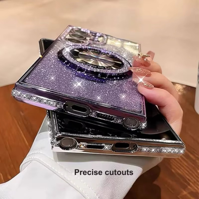 Diamantbesetzte Glitzer-Handyhülle mit Magnetständer für Samsung Galaxy S26 S25 S24 S23 FE S22 Ultra Plus in Gold - Bild 2