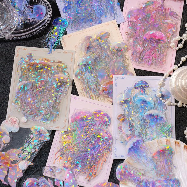 JIANQI Laser-Quallen PET-Aufkleber, 20 Stück, dekoratives Scrapbooking-Zubehör in Multicolour - Bild 1