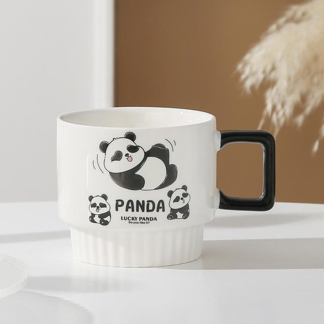 Yiran Furniture Panda-Keramikbecher in Weiß, 350 ml - Bild 1