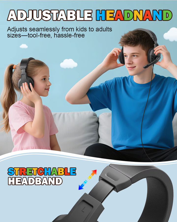 NUBWO U3 Gaming-Headset in Schwarz und Orange mit Mikrofon und Stereoklang für PC, PlayStation und Xbox - Bild 3